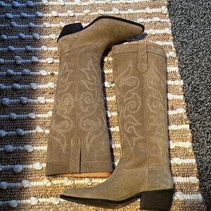 Zara Suede Cowboy Boots